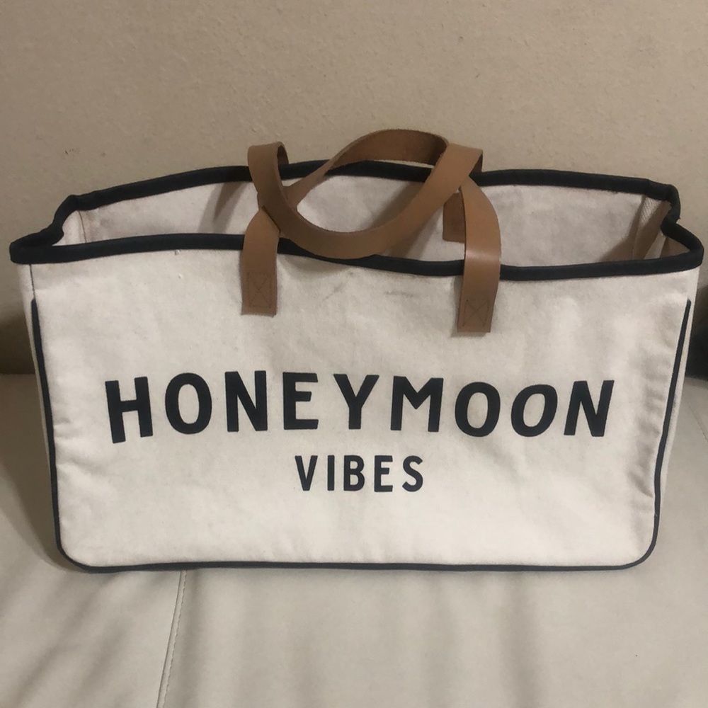Honeymoon Vibes Large Canvas Tote